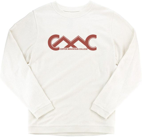 Copper Mountain Boxercraft Womens Cream Corded Crew Copper Mountain College Primary Mark - ONLINE ONLY